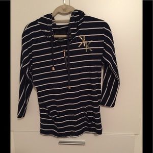 White and dark blue hoodie sweater